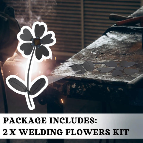 2 Pack Welding Flower Art Kit For Beginners DIY Metal Welding Practice Set With 16 Gauge Stainless Steel on workbench