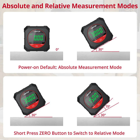 Heavy Duty Digital Angle Gauge With Freakin Precise Readings And Hella Strong Magnetic Backing optimized for absolute measurement at 0° and 30°.