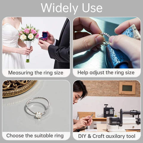 Ring Sizer Mandrel Measuring Tool Kit For Jewelry Making, All In One Gauge Set With Wood Cone, Rubber Mallet, Wire Wrapping Tools, Finger Size Sticks