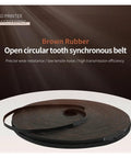 Brown rubber open circular tooth synchronous belt for 3D printers, durable and efficient transmission, GT2 9MM wide.