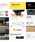 Badass 70W Desktop CO2 Laser Engraver And Cutter Rig With LightBurn Tooling showcasing engraving speed and features.