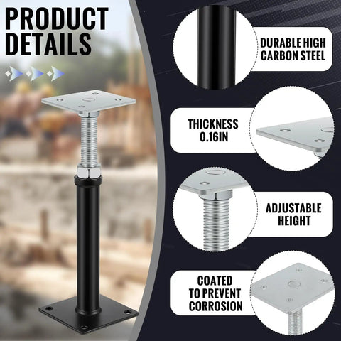 Two Pack Adjustable Floor Jack Posts 9.5 To 13.5 Inch Height Durable Carbon Steel Screw Posts For Floors Stairs And Joists Leveling