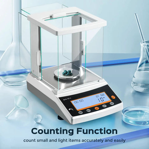 Pro Grade Analytical Balance With 220g Capacity, 0.0001g Readability And 0.0004g Tolerance, digital lab scale with counting function in lab.