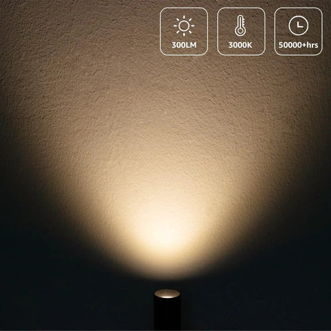 2 Pack Indoor Spotlight LED Uplights For Plants 120V Floor Accent Lighting 3W Warm White 3000K shines warm light on wall