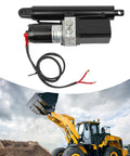 Beefed Up 12 Volt Electric Linear Actuator 4409 Lbs 8 Inch Stroke Heavy Duty IP55 Waterproof Hydraulic Cylinder mounted for dump trailer use.