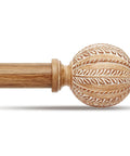 Wood Curtain Rod 1 Inch Diameter Adjustable 30 To 88 Inches Heavy Duty Rustic Farmhouse Drapery Rod With Boho Imitation Wheat Pattern Finials And Hand Painted Wood Grain Finish Light Wood