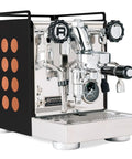 Professional Grade Kickass Heat Exchange Espresso Machine With Longer Steam Wand And Deep Drip Tray Upgraded Glow Interface For Smooth Daily Pulls Black Copper Edition with chrome finish.