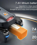 7.4V lithium battery for GPS Drone With 2K Camera And Brushless Motors For Adults And Newbies Five Point Nine Inch Touchscreen RC 5G FPV Infrared Obstacle Avoidance Airdrop 2000 Meter Range 20 Minute Battery Life Grey Quadcopter.