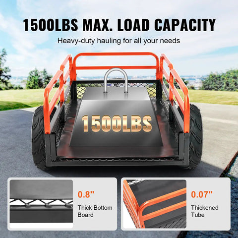 Tow Behind Dump Cart For Lawn And Garden 1500 Pound Capacity 15 Cubic Feet Heavy Duty Yard Garden Trailer Universal View
