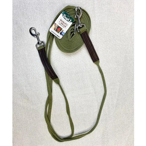 Extra Long Cotton Harness Driving Long Lines With Durable Webbing, Rugged Reinforced Snap Ends, Sure Grip Handhold, 24 Foot