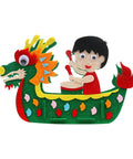 DIY Non Woven Dragon Boat Craft Kit For Girls Drummer Toy Making Project Easy To Assemble Kids Craft That Totally Boosts Creativity Focus And Fine Motor Skills While They Build And Play showing child drummer in a colorful dragon boat.