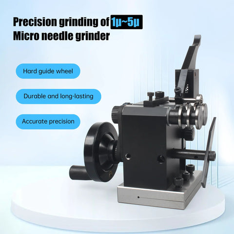 RATTMMOTOR HRV60 mini punch grinder front view; black body with silver base, precision needle grinding tool