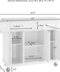 Slick Granite Top Rolling Kitchen Island Cart With Solid Mahogany Frame dimensions and features including drawers and shelves.