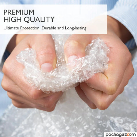 Hands tearing Dope Perforated Bubble Cushioning Wrap Roll 12 Inch By 20 Feet, Lightweight Packing Material For Fragile Items.