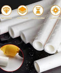 Electric Drill PVC Pipe Threader Kit With Internal And External Dies For One Half Inch, Three Quarter Inch And One Inch PVC Pipes, DIY Home Plumbing Tool, PVC Threading Set in use with white PVC pipes.