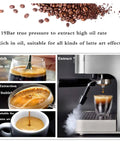 Automatic Espresso Machine With Milk Frother, 19 Bar Pressure, Steam Wand, Stainless Steel Body making espresso with rich crema