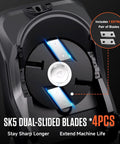 Electric Wood Chipper Shredder With 15 Amp Beast Power internal view showing SK5 dual-slided blades for efficient yard waste cutting