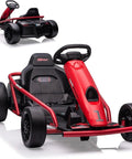 24V Dual Motor Ride On Go Kart For Kids With Two 300W Motors 8 MPH Electric Toy Car in red with black safe seat belt