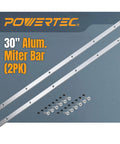 Crosscut Sled Miter Bar Kit for Table Saw and Router Table, 30 inch aluminum bars with predrilled holes and screws, 2 pack