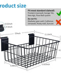 Built Tough Heavy Duty 15 Inch Width Slatwall Hanging Baskets Set Of 5 Steel Wire Storage Bins with dimensions indicated