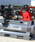 13.0HP Horizontal Gas Powered 30 Gallon Tank Air Compressor With 3 Cylinder Engine for service truck mounts and workshops.