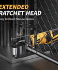 Cordless Three-Eighths Inch Ratchet Wrench Set With 45 Ft Lbs Torque And Variable Speed Up To 550 RPM, 16.8 Volt Power Tool For Auto Maintenance, Easy Nuts And Bolts Tightening And Removal, extended ratchet head for narrow spaces