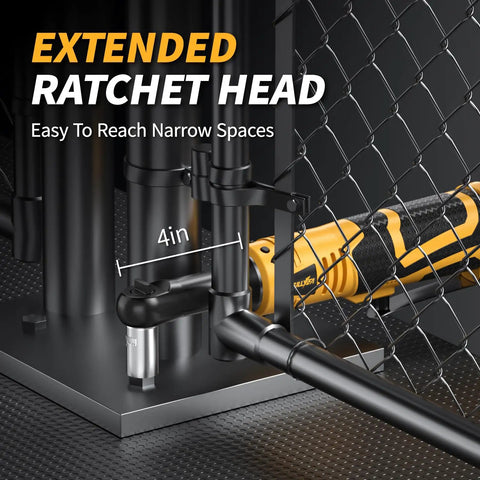 Cordless Three-Eighths Inch Ratchet Wrench Set With 45 Ft Lbs Torque And Variable Speed Up To 550 RPM, 16.8 Volt Power Tool For Auto Maintenance, Easy Nuts And Bolts Tightening And Removal, extended ratchet head for narrow spaces