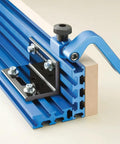 Beefy 2x2 Aluminum Brackets For T Track Systems with clamp and stop block on a router table fence setup