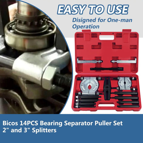 Fourteen Piece Bearing Puller Set With Bearing Separator 2 In And 3 In Splitters For No Fuss Removal Of Bearings Pulleys Gears