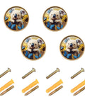Dope Koala Sunflower Butterfly Cabinet Knob Set, 4 Pack Dresser Drawer Cupboard Pulls With Acrylic Back Printing And Gold Zinc Alloy Finish