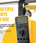 Two Sets Magnetic Hanging Strap Kit For Multimeters And Instruments With Durable Reusable Magnets Fits Most Models Great For Techs DIYers Field Work And Shop Use Keeps Your Gear Organized And Ready To Go shown holding a multimeter on a pipe