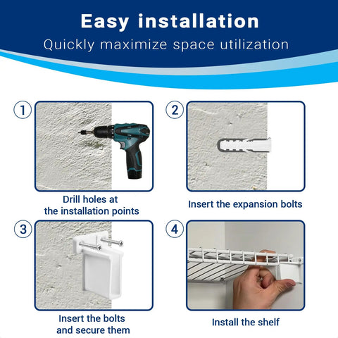 Click On 4 Pack Wire Shelf End Brackets For Closets And Garages Along With Heavy Duty Rack Clips And Built In Screws installation guide.