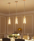 Modern Gold Pendant Lights With Clear Glass Shades Adjustable Hanging Fixtures For Kitchen Island And Living Room