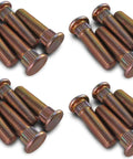 Top Shelf Set Of Sixteen Heavy Duty Wheel Studs Crafted For Polaris RZR Sportsman Ranger And ACE ATVs Featuring 38 By 24 Threads And 1 Point 5 Inch Length For Plug And Play Swap And Runs Buttery Smooth On Every Single Trail Ride, showing four clusters of durable wheel studs with rounded tops.