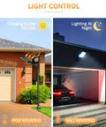 200W Solar Street Light With 6000 Lumens, Waterproof Outdoor Lamp, charging on pole and lighting driveway at night