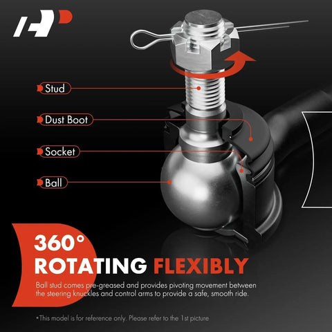 Beefy Front Outer Tie Rod End Replacement For Buick Cadillac And Pontiac Durable Aftermarket Part To Fit LeSabre Lucerne Park Avenue Riviera DeVille DTS Eldorado Seville Aurora Bonneville And More, 360° joint detail