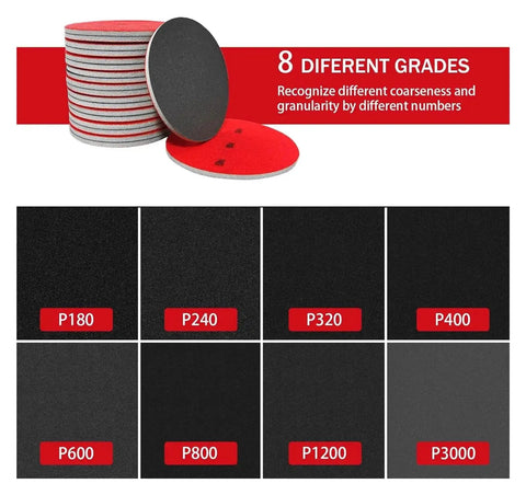 Get Your 5 Inch Dry Wet Sponge Sandpaper Set With 16 Pcs Assorted Grits From 180 To 4000 For Smooth Furniture Auto And DIY Projects, assorted grit sponge samples.