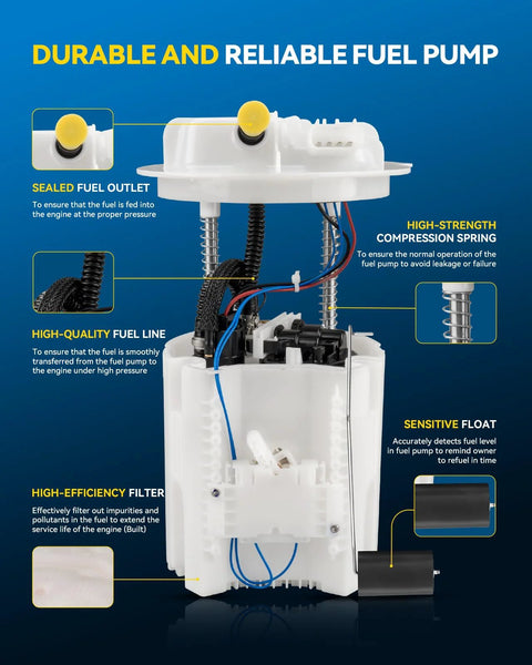 Electric Fuel Pump Assembly Direct Fit For Chrysler Town And Country Grand Caravan Ram C V And Volkswagen Routan 3.3L 3.6L Replacement E7254M Fits Your Ride Premium Quality showcasing features like sealed fuel outlet and high-efficiency filter.