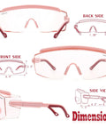 Over Glasses Safety Goggles With Anti Fog Wraparound Lens For Prescription Glasses, showing dimensions and multiple angles