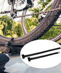 8 Piece Cradle Ratchet Strap Kit For Bike Racks And Roof Carriers securing bike on rack with inset of two black straps