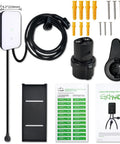 Beefy Level 2 EV Charger 48 Amp 240V with NEMA 14-50 plug, Tesla adapter, mounting kit, manuals, and 25 ft cord.