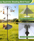94 Inch Garden Bird Feeding Station Kit With Heavy Duty Metal Squirrel Baffle Seed Tray And Mesh Basket in a backyard setting