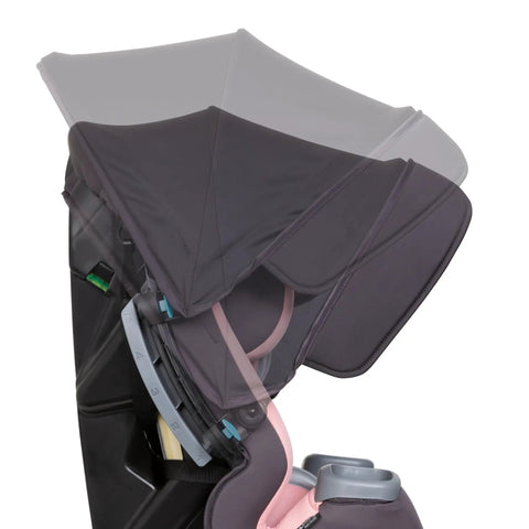 4-In-1 Convertible Car Seat With UPF 50+ Sun Shield Canopy, height adjustable showing flexible canopy positions and side visors