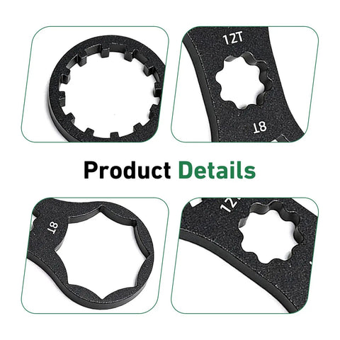 Close-up of Two Piece Aluminum Front Fork Wrench Set For Bikes showing details and grip texture, Durable Black, Universal Tool.