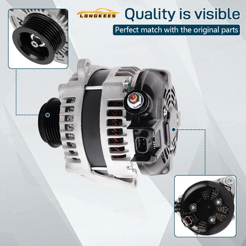 130A Beefed Up Alternator Replacement For 2008 2012 Honda Accord 3.5L V6 And 2010 Crosstour 3.5L Drop In Ready Direct Fit OE
