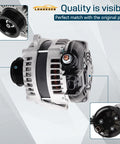 12V 100A High Output Alternator For 2010 2011 2012 2013 Mazda 3 2.0L L4 OE Replacement, side and rear view of alternator