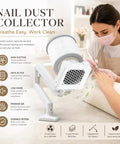 Top Tier Heavy Duty Nail Dust Collector With Crisp Led Lamp And Flexible Rotating Arm For Rapid Acrylic Sweep Ups And Clutter Free Salon Desk Setups Everyday with HEPA filter and adjustable arm.