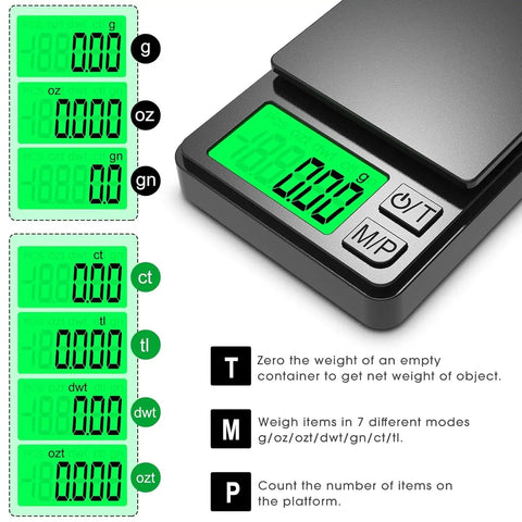 Portable Precision Pocket Scale 1000g X 0.01g For Jewelry, Food, Coffee And Kitchen Use With Backlit LCD Display No Battery