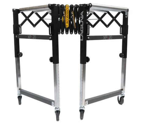 Laguna Xp 20 Inch Heavy Duty Flexible Roller Conveyor Table with Four Inch Locking Casters displayed in folded position.