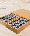 K Cup Pod Holder Drawer Organizer Bamboo Double Drawer Holds Up To 30 Pods Space Saving Coffee Capsule Storage
